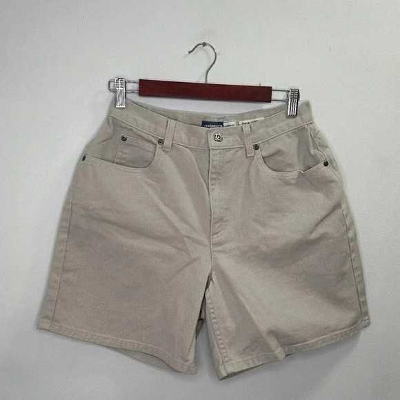 Liz Claiborne 90s Vintage High Rise Have to Have Classic Fit Khaki Shorts Sze 10 - Picture 1 of 3